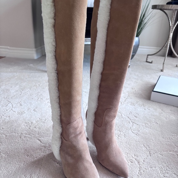 Cindy Hi Faux Fur Boot In Peanut Suede and Natural Shearling -Size 8.5 - Picture 7 of 11